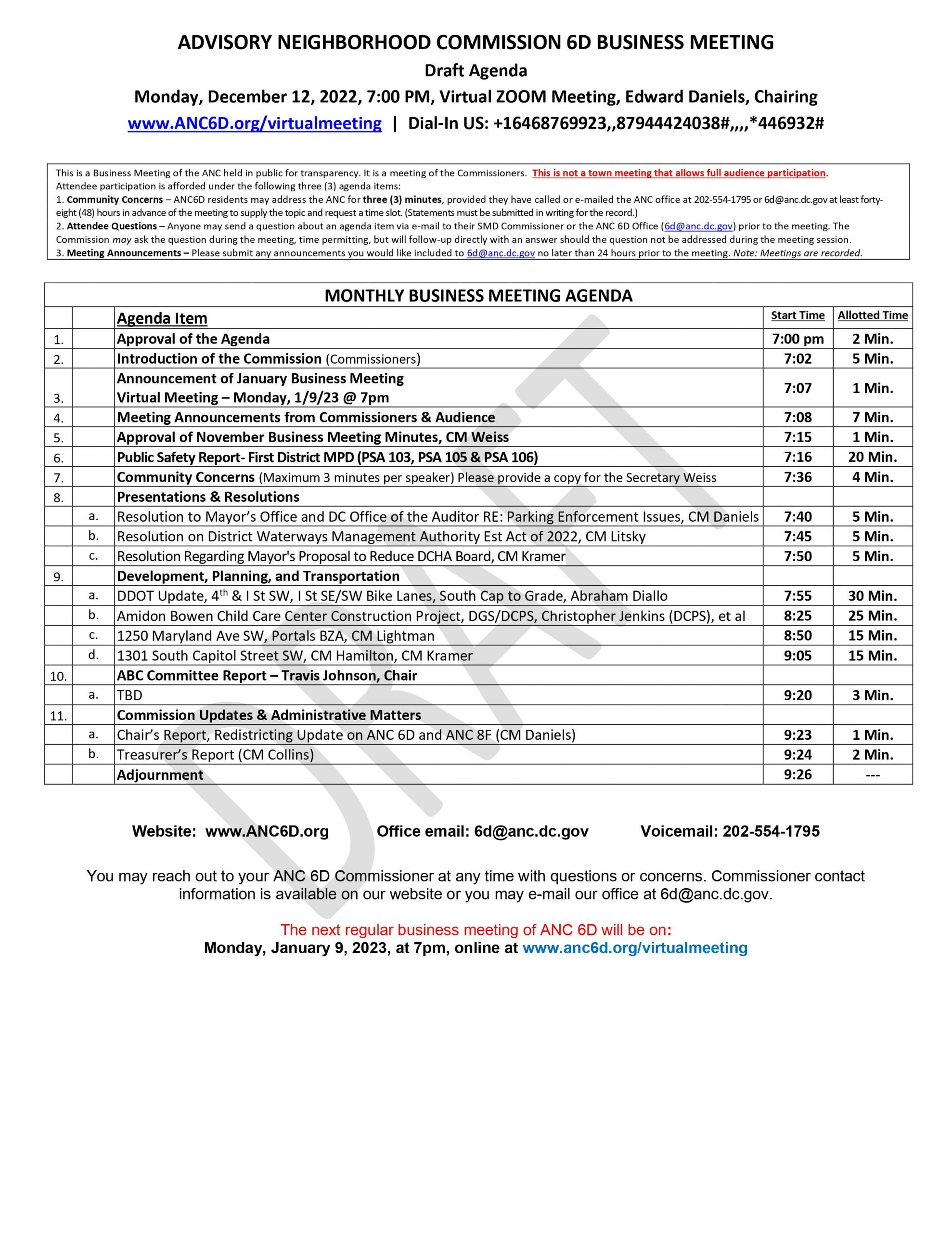 Dec. 12, 2022: Neighborhood Meetings for Public Comment on Plans